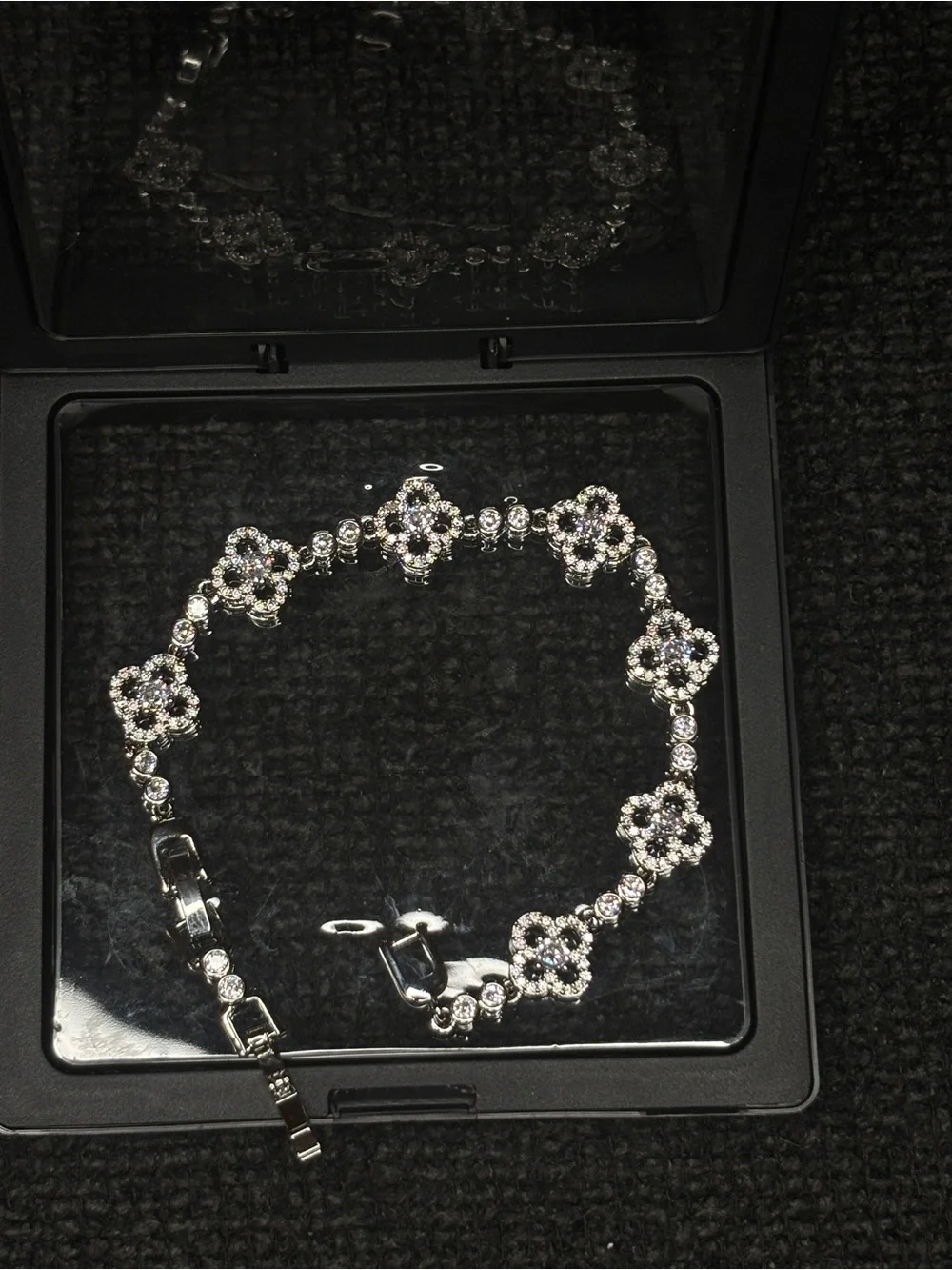 Silver Floral Crystal Bracelet - Women Jewelry